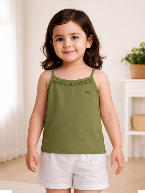BambooTEC™ Olive Green Camisole for Girls – Soft, Lightweight & Breathable