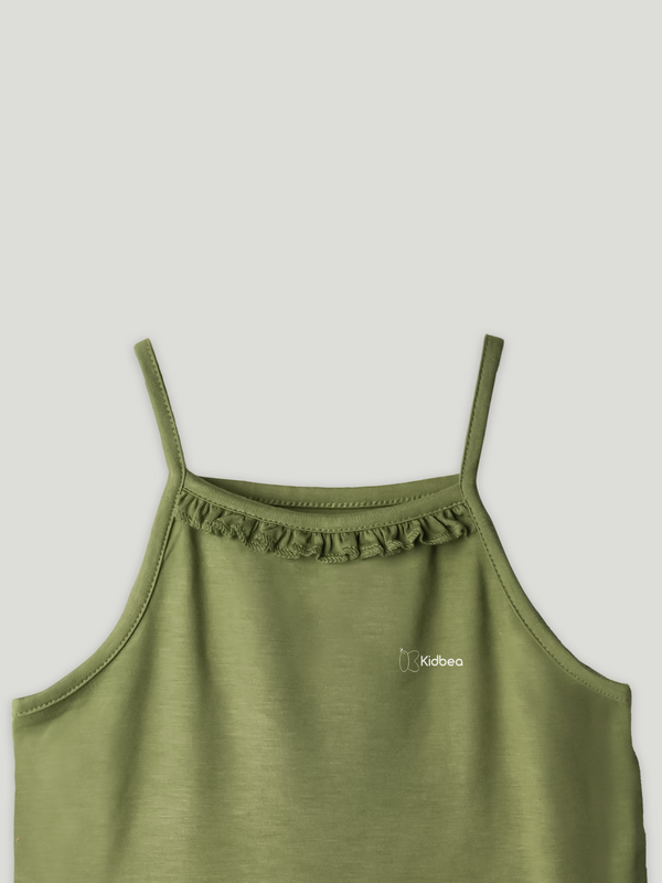 BambooTEC™ Olive Green Camisole for Girls – Soft, Lightweight & Breathable
