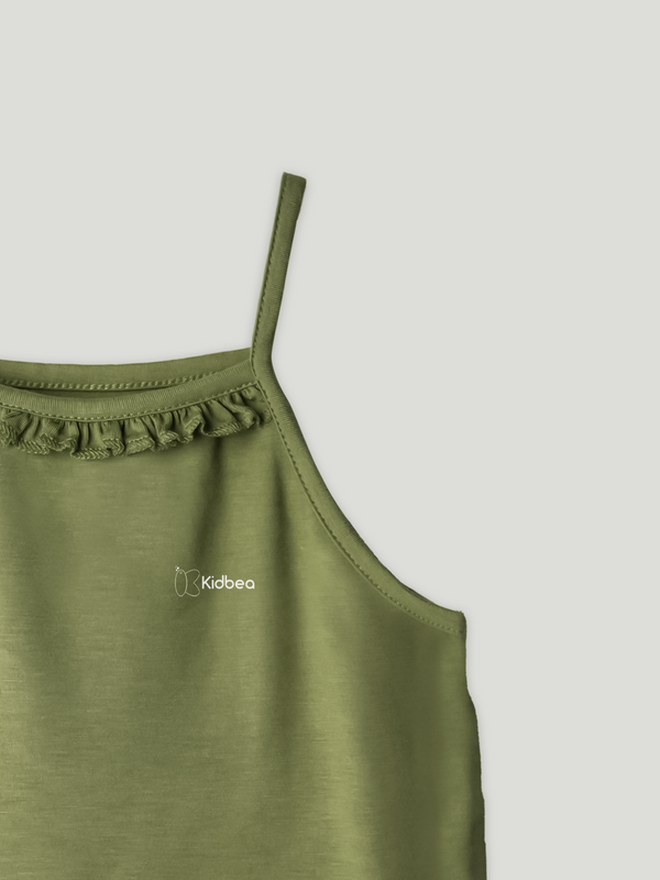 BambooTEC™ Olive Green Camisole for Girls – Soft, Lightweight & Breathable