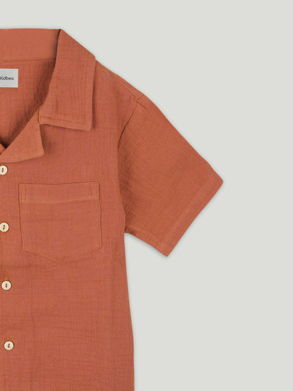 Light Organic Cotton Shirt & Pant Rust Co-ord Set